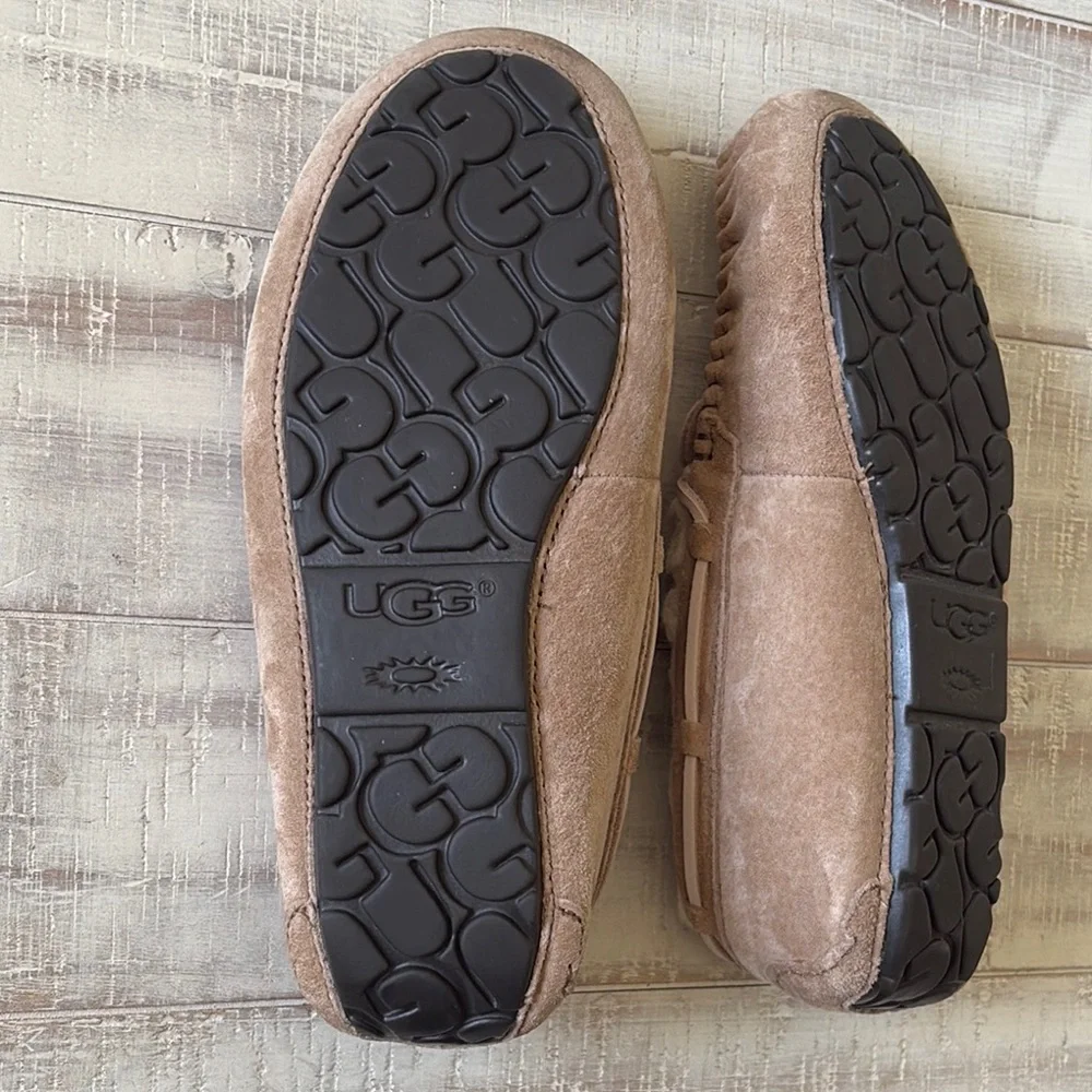 UGG Tan Shearling Moccasin Slippers - Picture 6 of 7